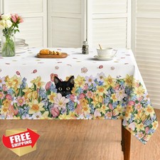 Horaldaily 60x60" Square Spring Tablecloth Orange Daffodil Flower