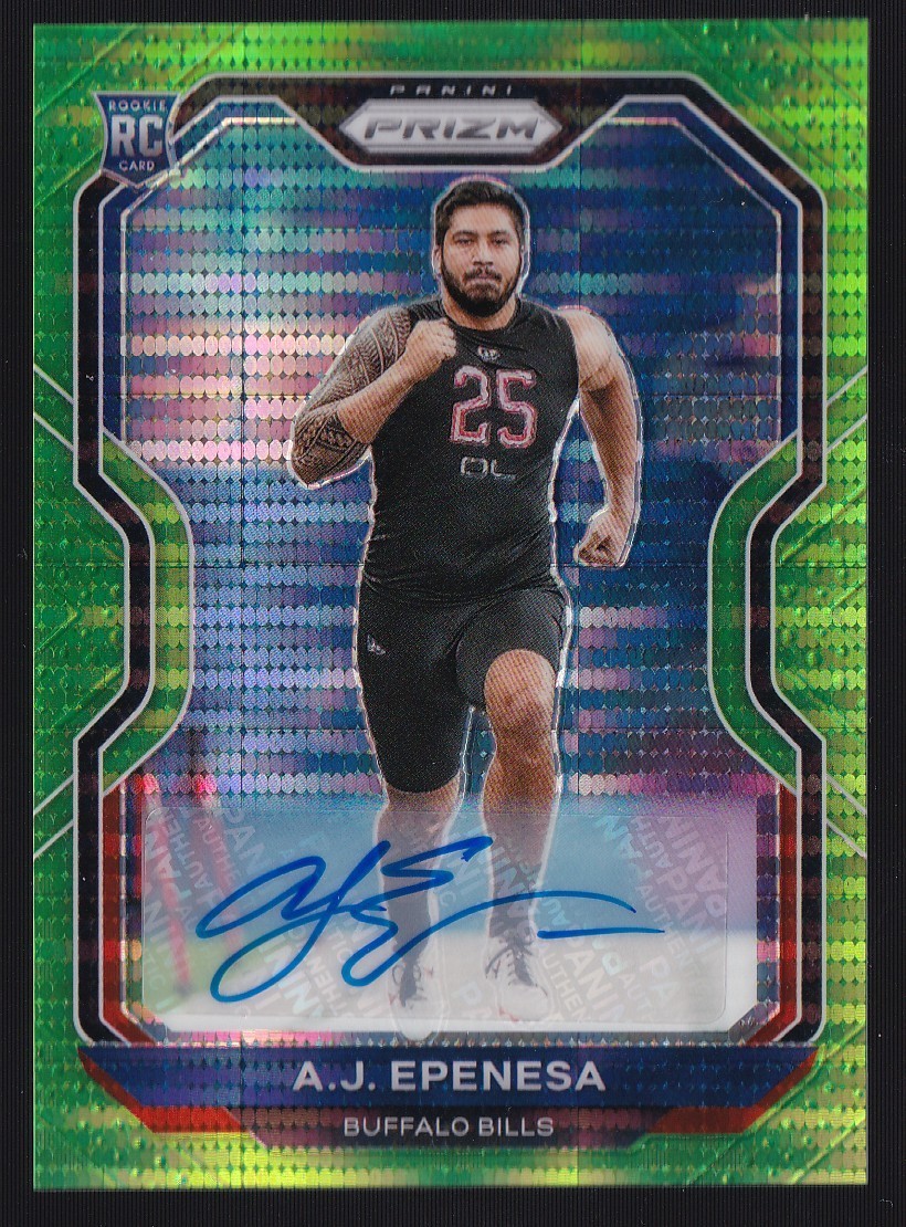 2020 Panini Prizm Neon Green Pulsar AJ Epenesa #313 Rookie Auto RC