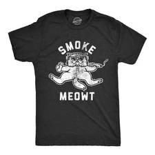 Mens Smoke Meowt T Shirt Funny 420 High Cat Pet Kitty Lover Graphic Novelty Weed