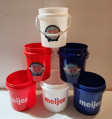 #ad #ad Rural King amp; Meijer Red White amp; Blue Mini Buckets 4quot; Tall HTF 6 Pack $35.99