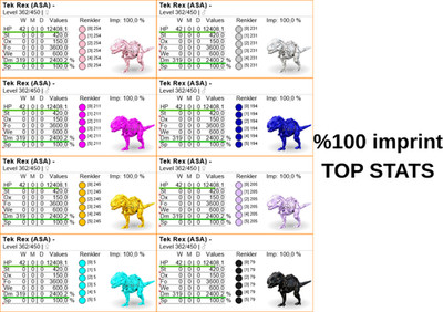 Tek Rex 2400 DAMAGE %100 imprint TOP STATS Ark Survival Ascended Official PVE