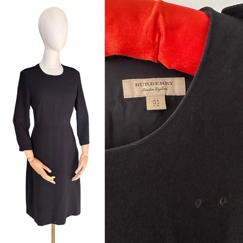 Abito Burberry Vintage Nero Cambio Classico Manica 3 4 Lavoro LBD Taglia XS