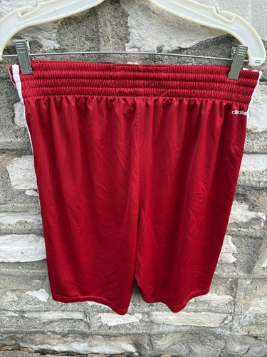 Adidas Shorts Red Tri 3 Stripe Climalite #44 Player ID Tag - Size L Mens - Picture 2 of 6
