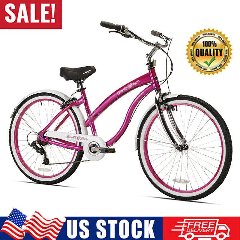 26" Del Rio Women's Cruiser Bike Aluminum Frame Lightweight 7 Speed , Magenta US