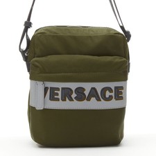 VERSACE reflective logo green nylon Greca str...