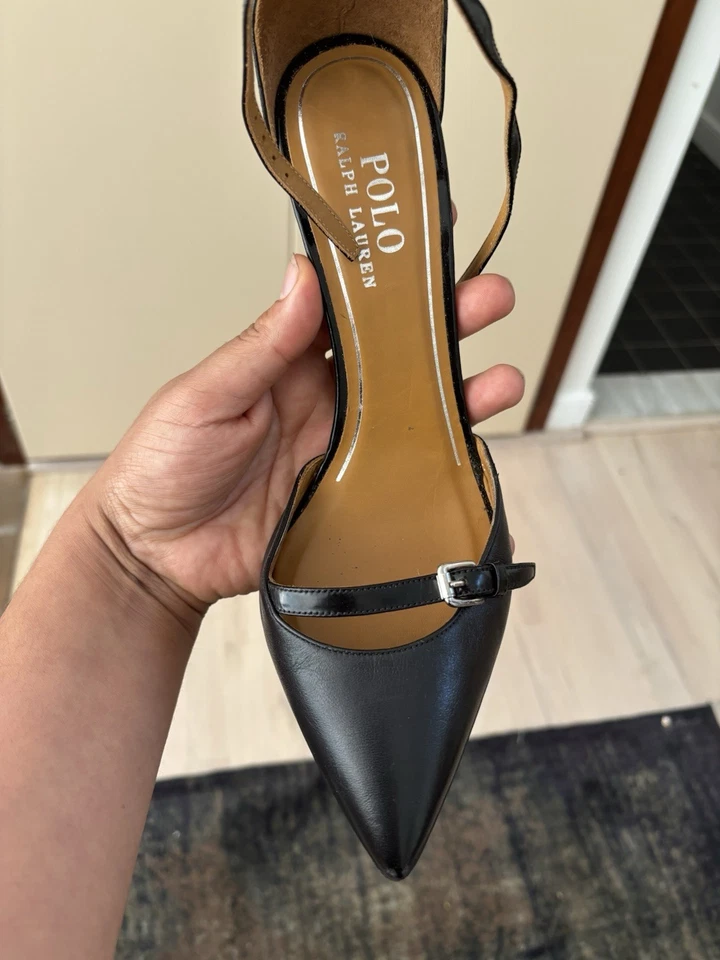 Tacones negros de cuero para mujer Ralph Lauren talla 8,5 Foto 2 de 3