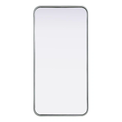 Elegant Decor Contour Metal Rectangle Mirror 18X36" Silver - Picture 1 of 11