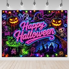 Glow Happy Halloween Backdrop 7x5ft