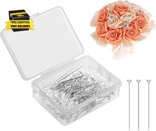 100 PCS Bouquet Pins Flower Pins, 1.5'' Straight Pins Clear Sewing Pins Crystal 