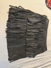 Women  s 8 Black Suede Fringe Skirt High Waist