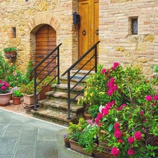 Outdoor Porch Deck Hand Rail Iron Handrail Stair Railing Fit 1-4 Steps Handrail