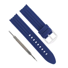 RUBBER BAND STRAP 22MM FOR OMEGA SEAMASTER PLANET OCEAN SPRING BAR REMOVER BLUE