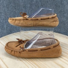 Minnetonka Shoes Womens 11 Casual Slip On Lined Moccasins Flats 4052 Brown Suede