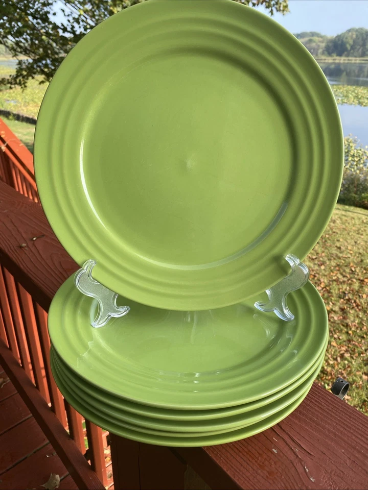 "Juego de 6 platos de cena Rachael Ray Double Ridge verde HO19 11"" @364" Foto 4 de 4