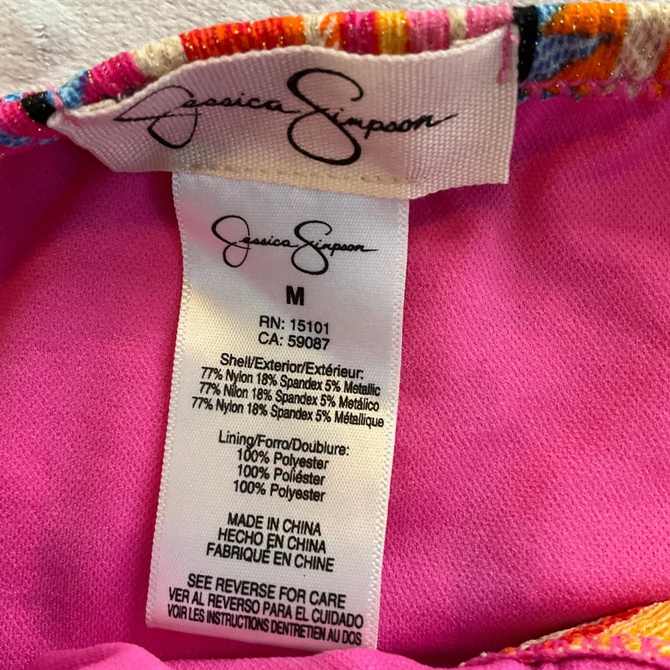 Conjunto de Bikini Jessica Simpson Multicolor Cruzado Grande Parte Superior Mediana Parte Inferior Foto 2 de 4