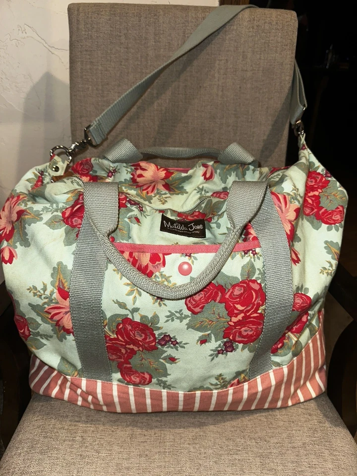 Bolso de Mano Matilda Jane Weekender Grande Bolso de Lona Rosa Verde Azulado Floral. Usado en excelente estado Foto 3 de 4