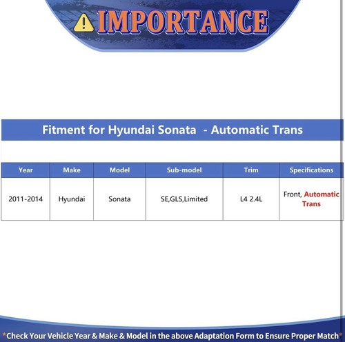 CV Axle Shaft Assembly Compatible With Hyundai Sonata GLS SE Limited 2.4L - Picture 2 of 8