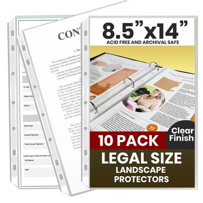Performore 10 Pack of 8.5 x 14 Legal Size Heavyweight Clear Sheet 