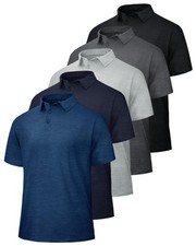 5 Pack Polo Shirts for Men - Quick Dry Moisture Wicking Performance Short Sle...