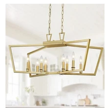Untrammelife Modern 8-Light Gold Linear Chandelier, Dimmable Ceiling Light...