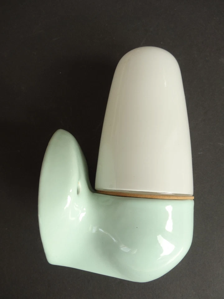 Wagenfeld Wandleuchte Lindner 6067 Keramik Mint 50er Jahre - defektes Glas - Bild 4 von 4