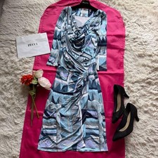 Excellent Condition EMILIO PUCCI Pucci print dress, blue, long length Rayon