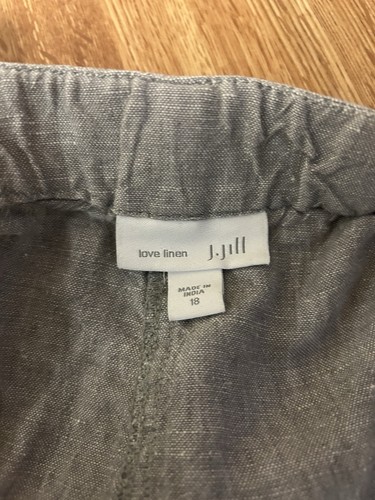 J. Jill pantaloncino donna taglia 18 vita alta Love 100% lino grigio classico maturo - Foto 3 di 5