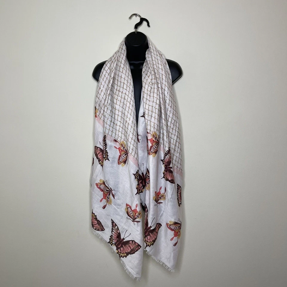 Para Mujer Marrón Naranja Mariposa Polilla Envolvente Bufanda Brillo Boho Chic Hippie Hada Foto 2 de 4