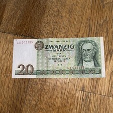 Deutschland DDR - Geldschein BANKNOTE - 20 Mark 1975 - J. W. Goethe WZ