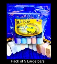 *Amish Farm Worlds Best Quality Bar Soap (Pack of 5) each Bar approx 3”x3”x1.25”