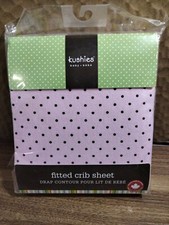 Kushies Fitted Crib Sheet Cotton 28"x 52" Pink Brown Dots