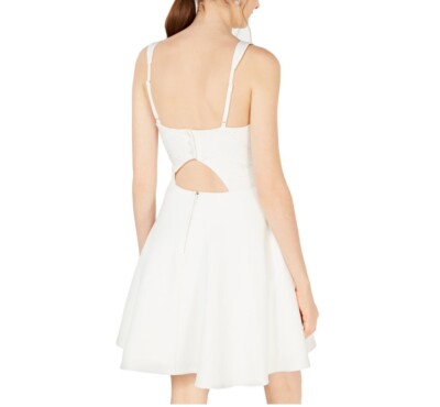 Trixxi Junior Womens 1 White Sleeveless Eyelet Bodice Scuba Fit Flare Dress  NWT | eBay