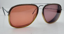 Vintage Brown Silver Pilot Half-Rim Metal Sunglasses FRAMES ONLY