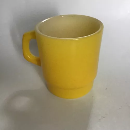 Vintage Anchor Hocking Fire King Yellow Mug Coffee Cup Stackable Oven Proof
