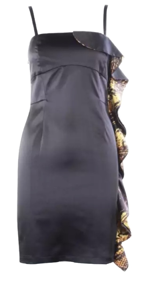NWT $495 Just Cavalli Sz 42 Roberto Cavalli Black Satin