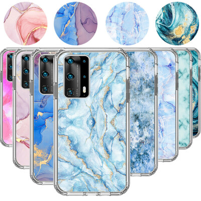 Crystal Clear TPU Marble Silicone Case Cover For Huawei P20 P30 P40 Lite P  Smart UK