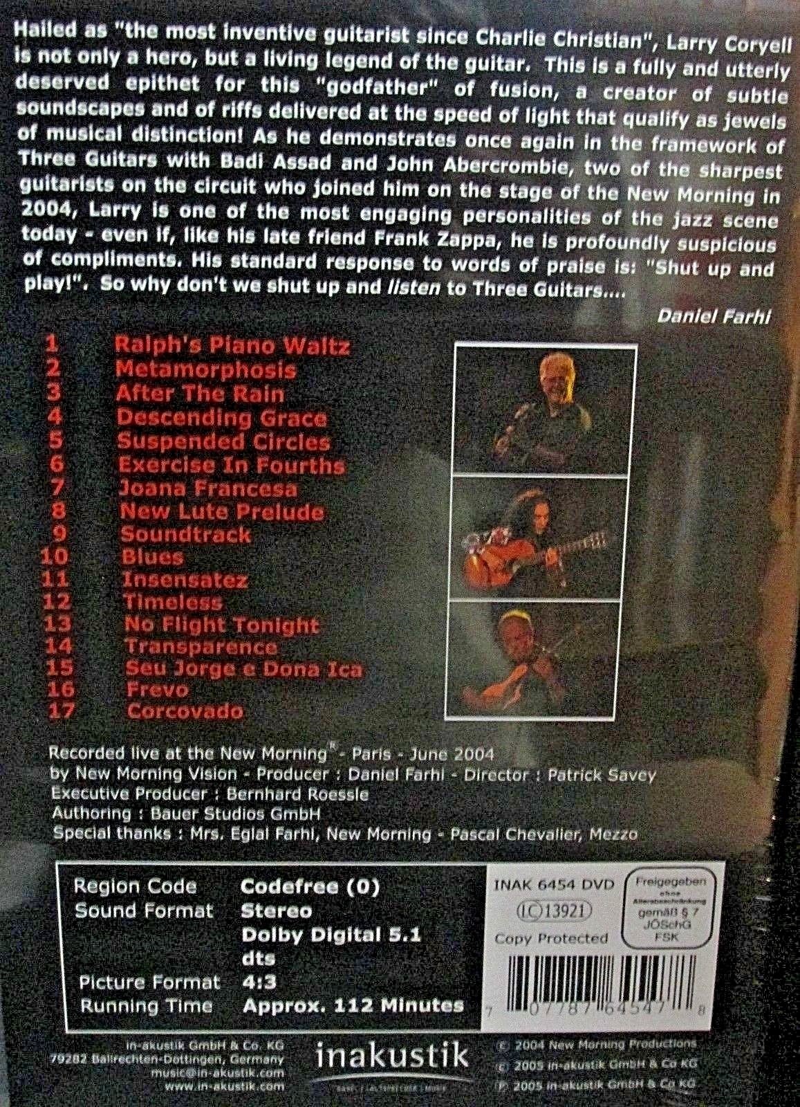 Coryell, Abercrombie Assad - Three Guitars: Paris Concert (DVD, 2005 ...