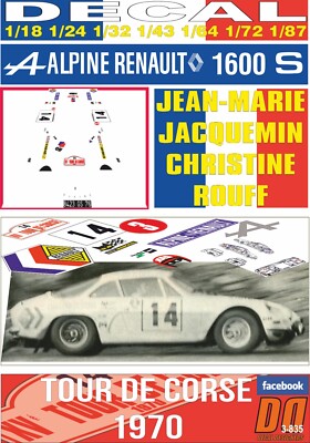 DECAL ALPINE RENAULT A110 J-M.JACQUEMIN TOUR DE CORSE 1970 7th (05)