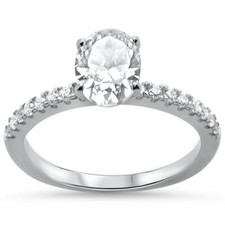 New Cubic-Zirconia Oval Shape .925 Sterling Silver Ring