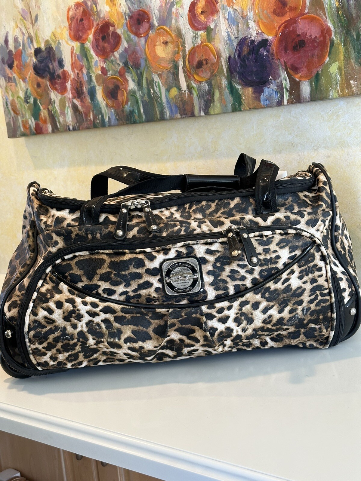Kathy Van Zeeland Animal Print Duffel / Duffle Travel Bag Ha