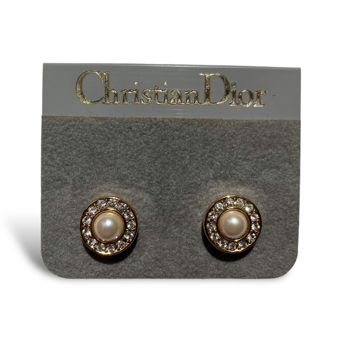 Vintage Christian Dior Earrings Gold Tone Faux Pearl