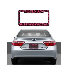 New Pink Leopard Print Car Truck Universal Fit License Plate Frame Made In Usa New Pink Leopard Print Car Truck Universal Fit License Plate Frame Made In Usa