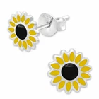 A pair of stud earrings children sunflower flower 925 real silver