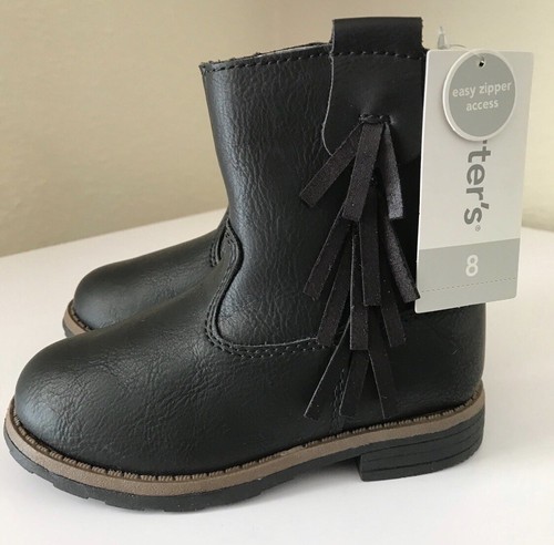 Botas Apache Carter's Niñas Pequeñas Talla 8 Negro Flecos Botín con Cremallera - Imagen 1 de 4