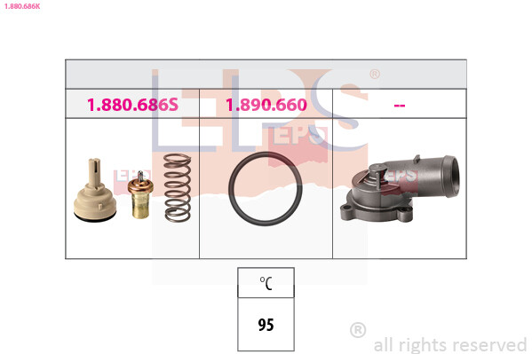 1.880.686K EPS Thermostat, coolant for AUDI,SEAT,SKODA,VW