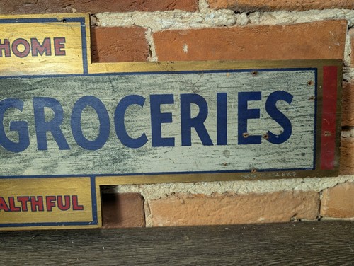 VTG ANTIQUE HIRES ROOT BEER WOODEN SIGN 1900'S WOOD SIGN QUALITY GROCERIES - Picture 10 of 15