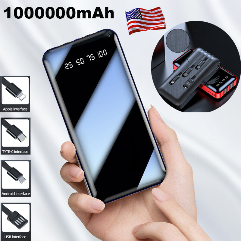 Power Bank 4USB 900000mAh Portable External Battery Backup Charger Fast Charging