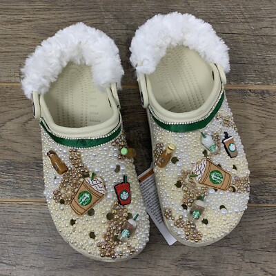 Crocs Custom Starbucks Pearl Bling Clogs — Size Men display picture 1