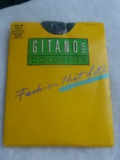 NOS Gitano Colorfits Pantyhose Size B Ebony Shadow Pinstriped Vtg 80s USA