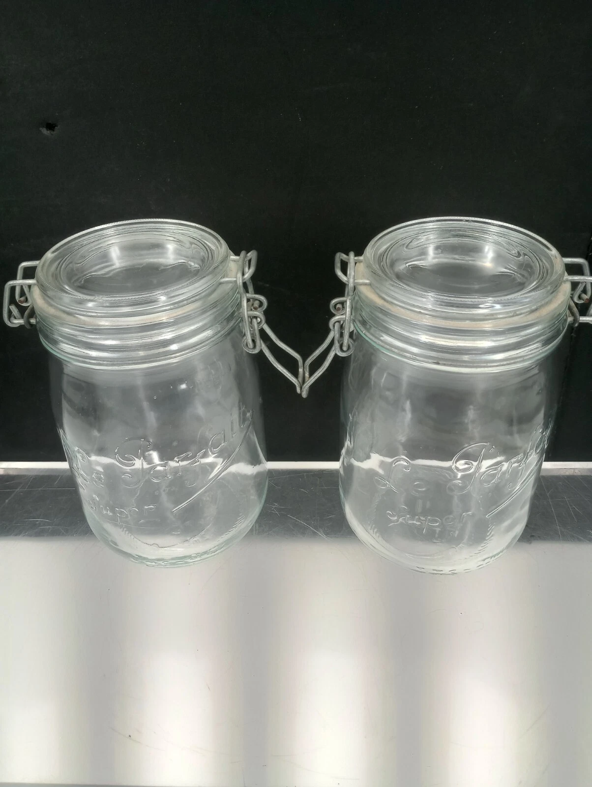 Vintage Pair Of Le Parfait Super Preserve Jar 1 Liter No Gaskets